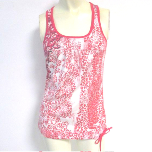 Athleta Tank, cinch hem, coral/white EUC XS - Picture 8 of 8